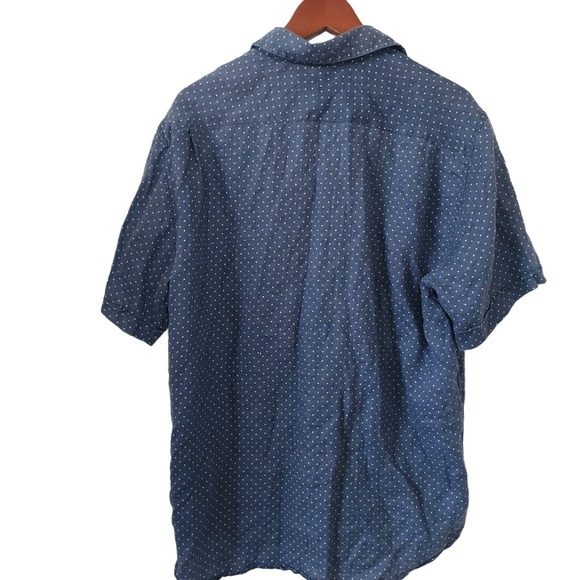 Aqua Toscana Patrick Assaraf Mens Polka Dot Chambray Shirt Linen Large - Picture 3 of 5
